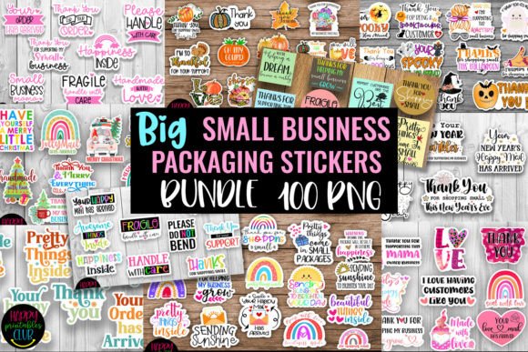 Small Business Packaging Stickers Bundle — Professional Retro Vibes