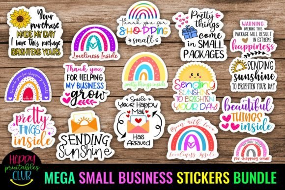 Small Business Packaging Stickers Bundle — Professional Retro Vibes