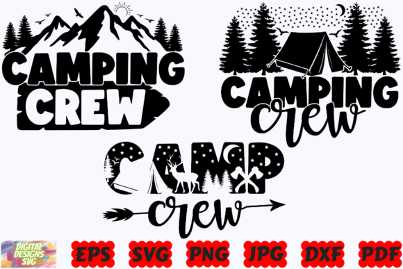 Camping crew squad SVG design for summer camp group uniforms