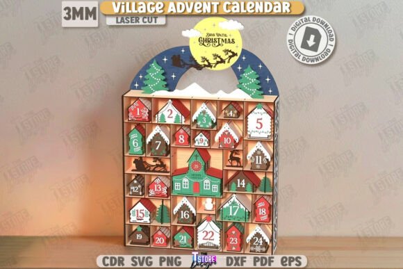3D wooden advent calendar — a perfect Christmas in July project for laser owners