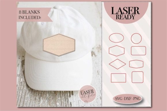Laser cut leather patch templates for camping hats and gear