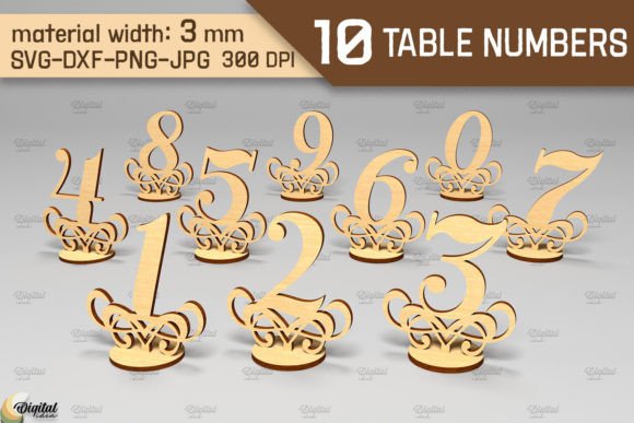 Professional laser cut wedding table numbers with stable base templates