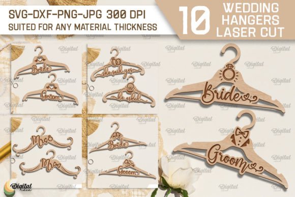 Bridal party hanger laser cut SVG bundle for personalized wedding favors